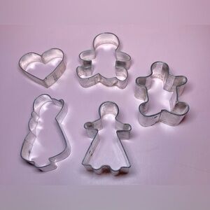Vintage 1954 Mini Metal Cookie Cutter Lot - Set of 5 Small Shapes